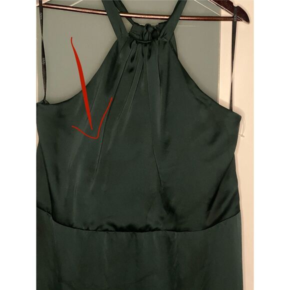 Social 8230 Whisper Satin Halter Maxi Dress Ruffle Skirt in Evergreen Size 14 - Picture 8 of 10